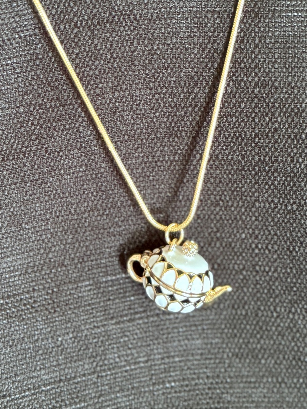 Teapot Locket Necklace | 36” Chain | Kate Spade Inspired | Alice in Wonderland - Picture 11 of 13